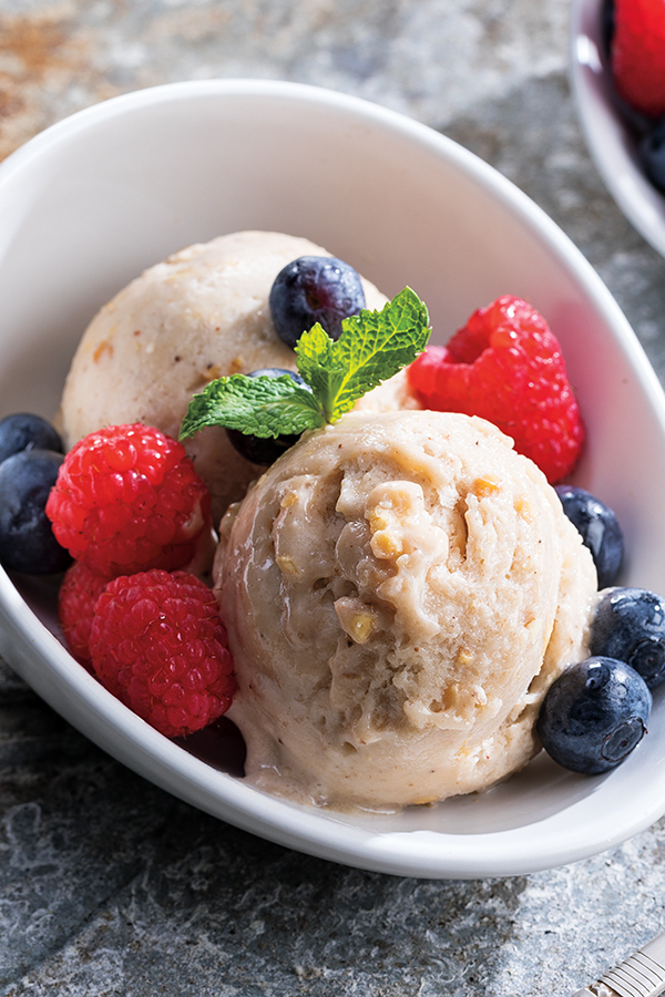 Frozen Banana Cream with Fresh Berries