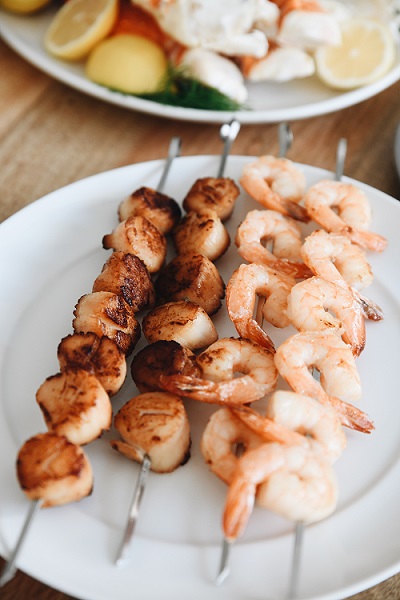 Skewered shrimp and scallops