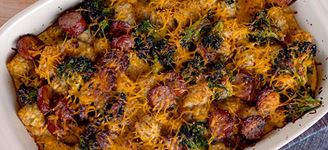 Broccoli, Cheddar & Sausage Tater Tot Bake